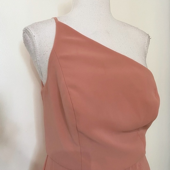 AFTER SIX DUSTY PINK ONE SHOULDER SIDE SLIT CHIFFON EVENING GOWN DRESS - 6 - Picture 5 of 9